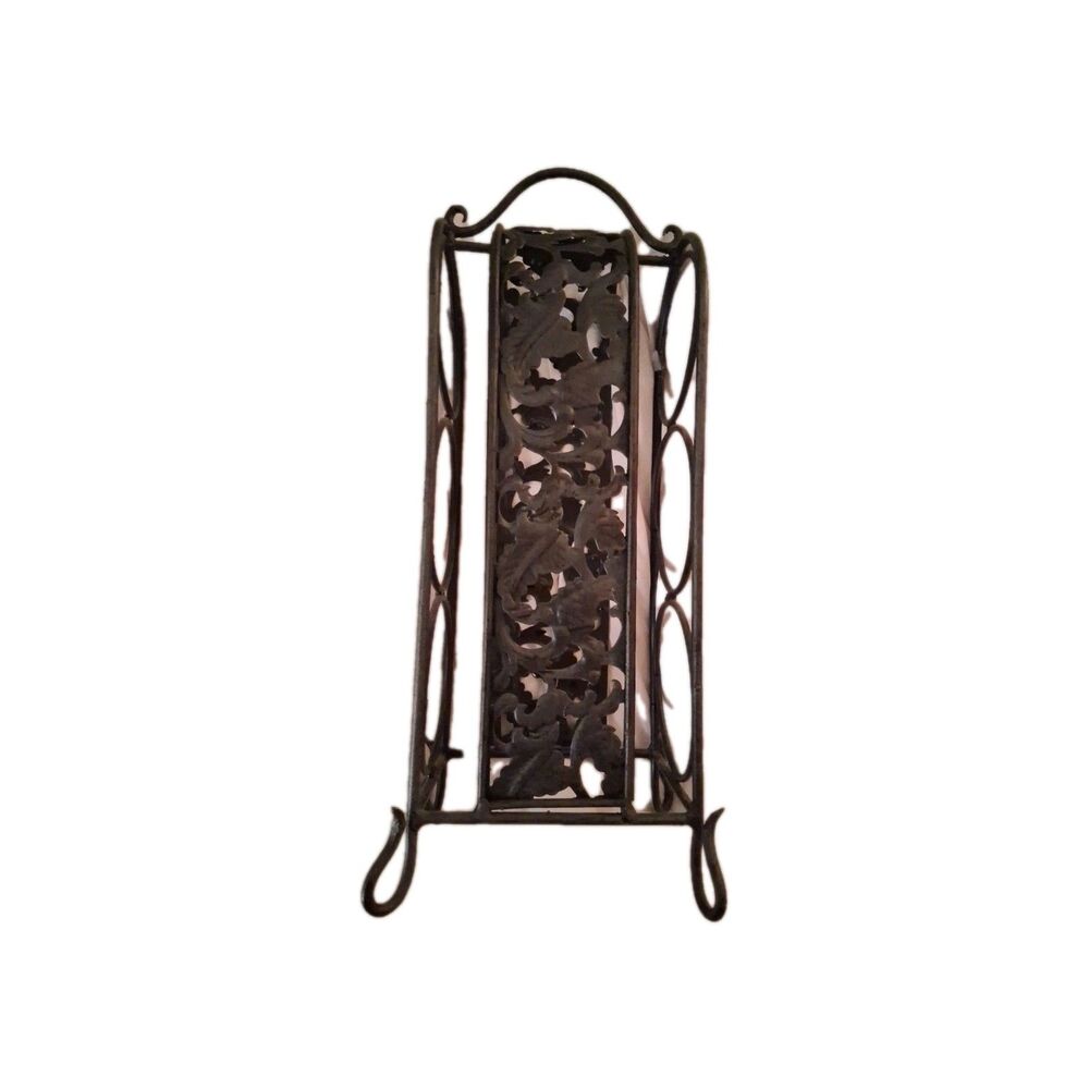 Tabletop Wrought Iron Three Wine Bottle Rack Holder with Handle